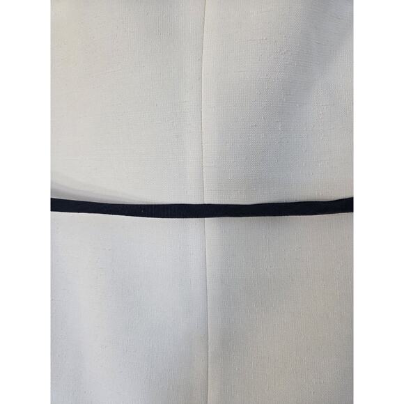 Vintage Gino Rossi Cream Navy Trim Retro Woven Nautical Belted Jacket, Size XS - Picture 13 of 14